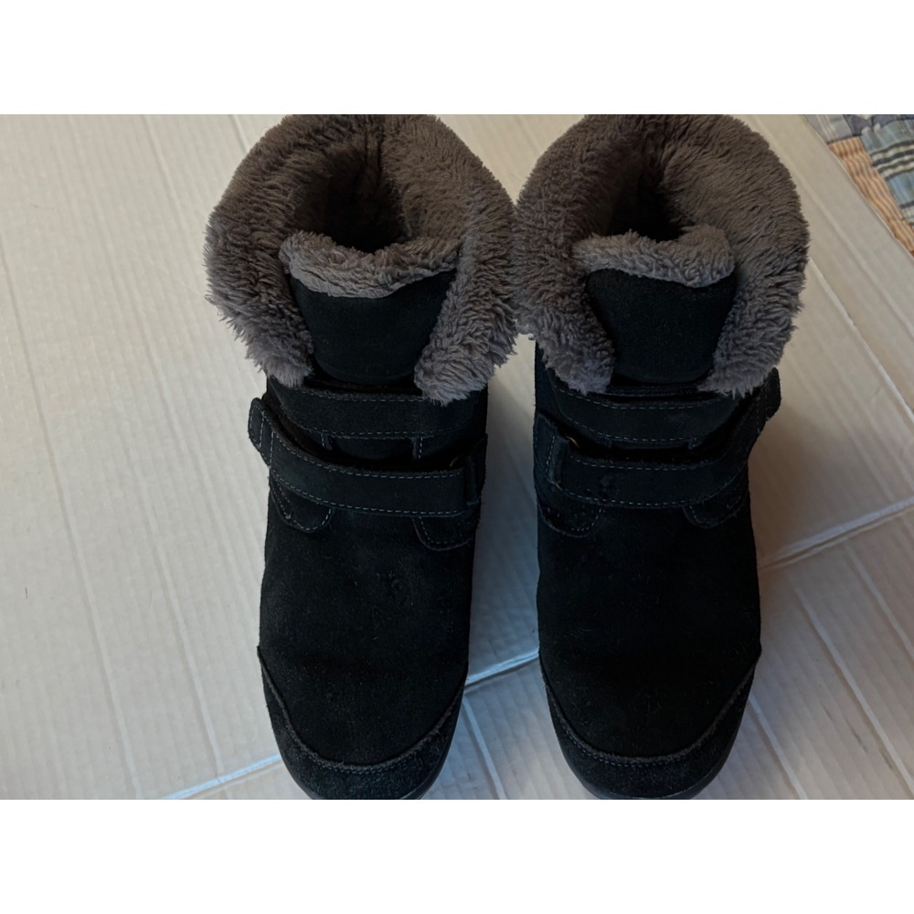 Orthofeet 889 Florence Black Suede Faux Fur Ankle Boots Extra Wide XW Womens 8.5